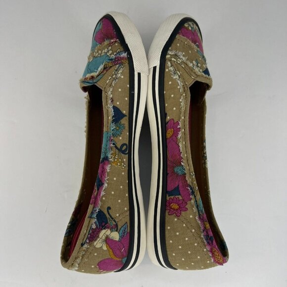 Xhilaration Womens F12269 Brown Floral Fabric Round Toe Size 5 Slip-On Shoes - Picture 6 of 10